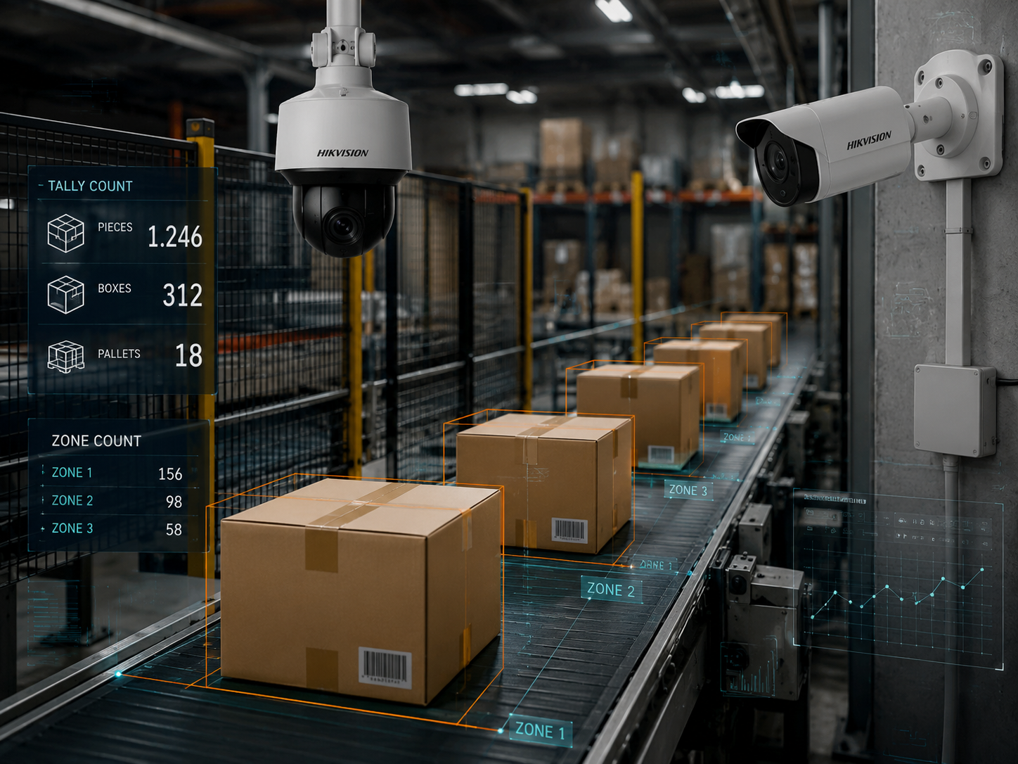 Conteo automático de objetos, cajas y tarimas por video
